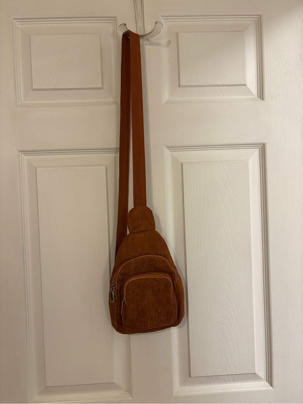 Corduroy Sling Crossbody Bag - Brown